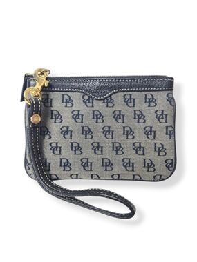 Dooney & Bourke Monogram Canvas Wristlet with Hidden Key Chain